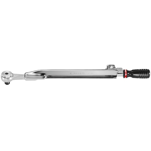 Facom S_203DA chrome torque wrench with black and red grip, side angle on white background.