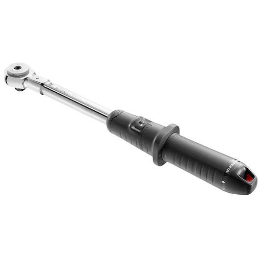 Facom S.209A100 torque wrench with black handle and chrome shaft, side angle on white background.