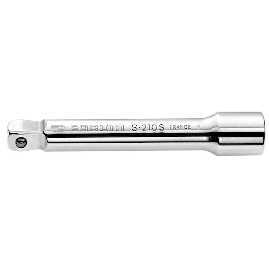 Facom S_210S chrome extension bar, side view on white background, hand tool accessory.