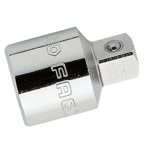 Facom S_230 chrome socket adapter, side angle, tool photography.