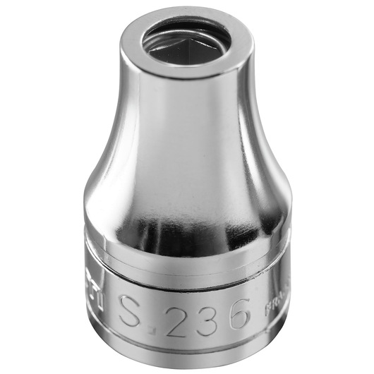 Facom S_236 chrome socket, photography category, front angle, engraved SKU on base.
