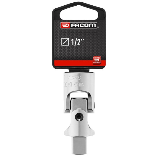 Photo of Facom S_240APB 1/2 inch universal joint socket accessory, front view, with packaging on white background.