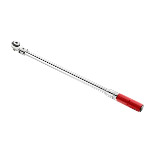 Facom S306-340MF torque wrench with chrome finish and red knurled handle, side angle on white background.