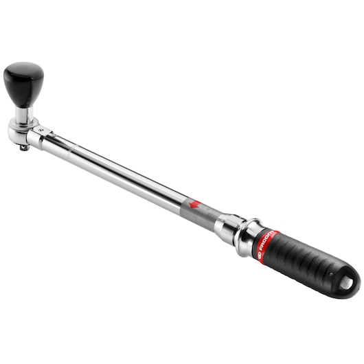 Facom S_306A350 torque wrench with black handle, side angle, chrome finish, on white background
