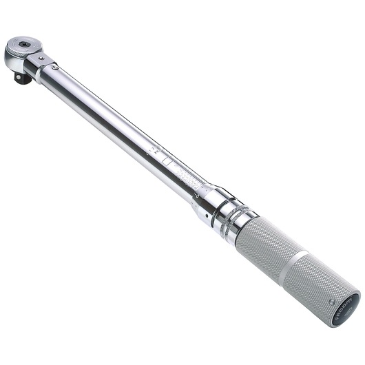Facom S_306U torque wrench with knurled handle, chrome finish, angled on white background.