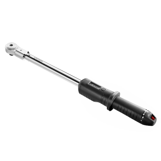 Facom S.307A200 digital torque wrench with black handle, silver shaft, and display, front angle on white background.