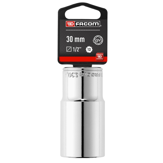 Facom S_30LAPB 30mm 1/2 inch drive chrome socket, product front view on white background.