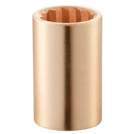 Facom S_30SR cylindrical bronze socket with internal 12-point design, upright angle on white background.