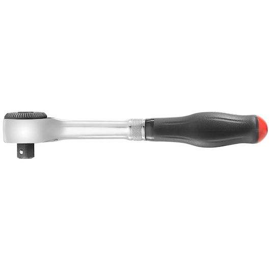 Facom S_360 ratchet wrench with black and red handle, side view on white background.