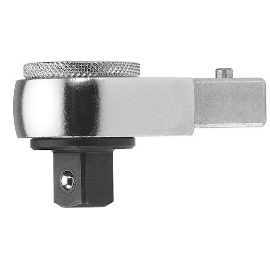 Facom S_372V ratchet adapter, silver and black metal, side view on white background.