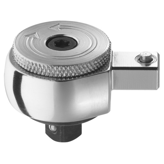 Facom S_372V chrome ratchet head, photography of tool on white background, left-side angle.