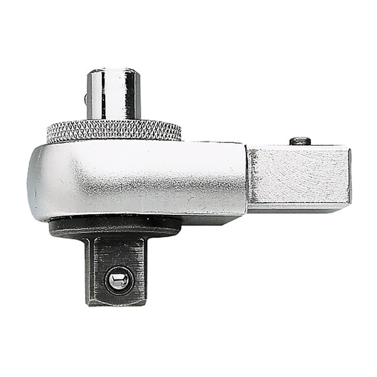 Facom S_382 chrome-plated right-angle socket adapter, side view on white background.