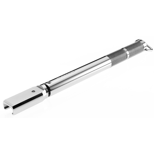 Facom S_446-100 chrome-plated metal handle tool, knurled grip, side angle, white background