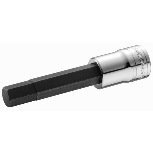 Facom hex socket bit SHP_12LA in black and silver, photographed angled on white background.