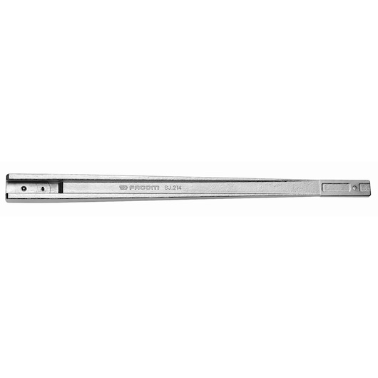 Facom SJ_214 metal pry bar, side angle, silver finish, elongated rectangular shape on white background.