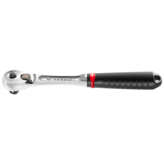 Photo of Facom SL_171 ratchet wrench with black and red handle, side view on white background.