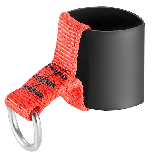 Facom SLS_G32 safety attachment with black cylindrical holder and red strap with metal ring, product photography, white background.