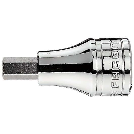 Facom hex socket bit ST_5_16, chrome finish, photography, side angle on white background.