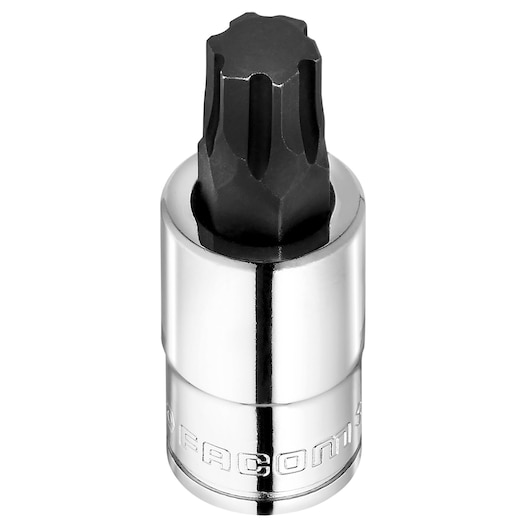 Facom STM_12GRP silver and black torx bit socket, studio angle, white background.