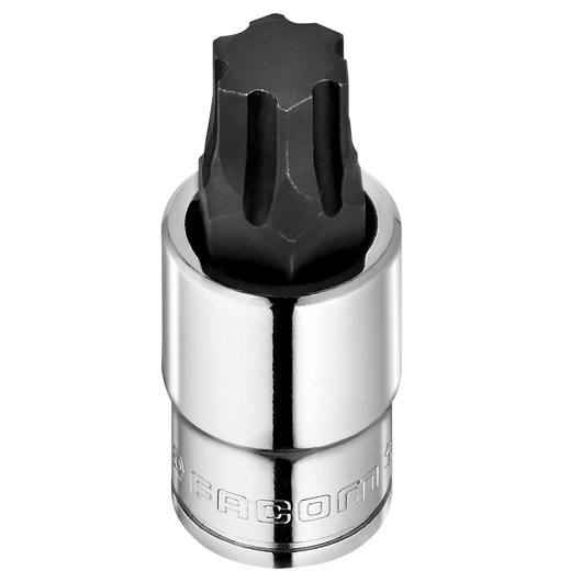 Facom STM_14GRP chrome and black socket bit, front angle, tool accessory.