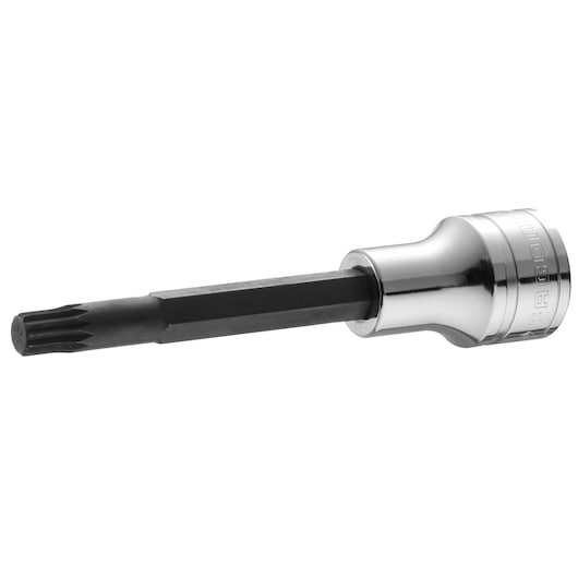 Facom SV_14LB long black Torx bit socket with chrome finish, side angle, white background.