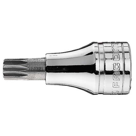 Photo of Facom spline socket bit SV_8B, metallic finish, side angle on white background, tool accessory.