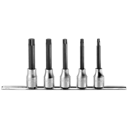 1/2 in. Drive Bits for Spline Socket Head XZN Long Bits Set, 6 to 14 mm (5 Pc)