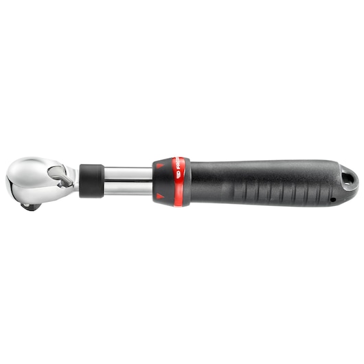Photo of Facom SXL_161 telescopic ratchet with black handle and red accent, side view on white background.