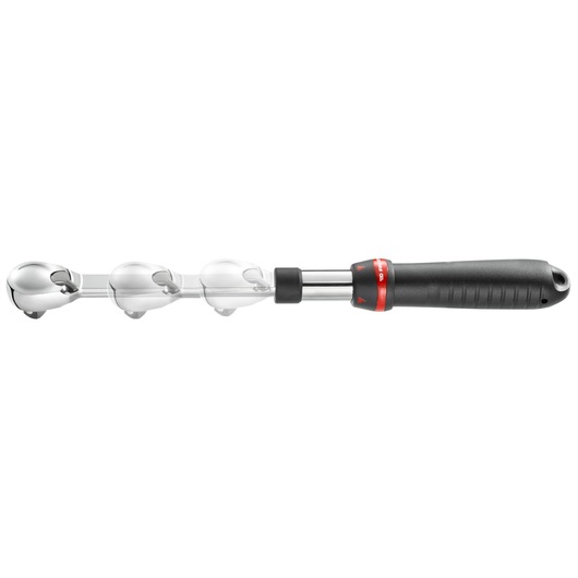 Facom SXL_161 telescopic ratchet with black handle and red accent, side angle, white background.