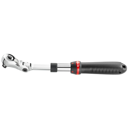 Facom SXL_171 ratchet wrench with black ergonomic handle and pivoting head, side view on white background.