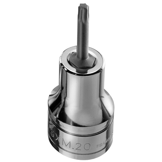 Facom SXM_20 Torx bit socket, chrome finish, front angle, tool photography.