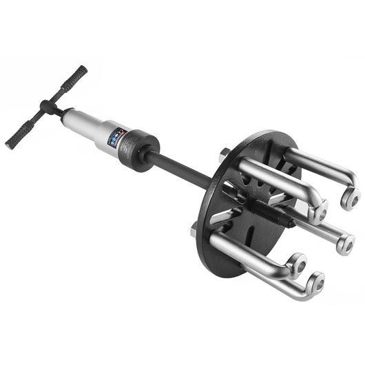 Facom U_11VHA bearing puller tool with ergonomic handle, four arms, side angle on white background