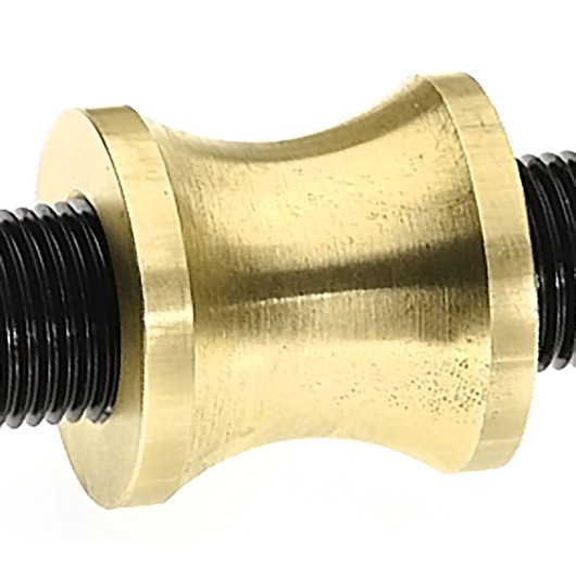 Facom U20-12 brass roller attachment with threaded black ends, close-up on white background.