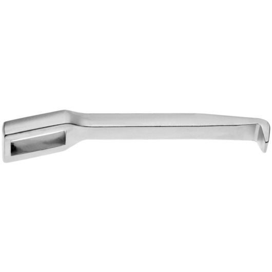 Facom U232G3 flat metal pry bar with beveled ends, side view on white background.