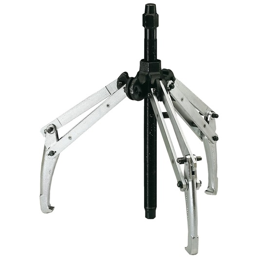 Facom U_27AS3 three-jaw gear puller with adjustable silver arms and black central screw, front angle, white background.