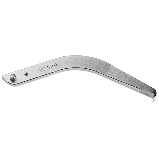 Facom U.306G15 curved metal hook spanner, side view on white background.