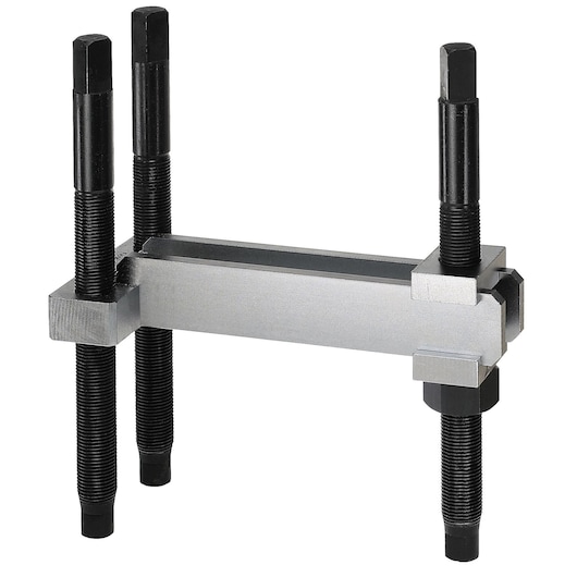 Facom U_30 photography of a metal bearing puller with three threaded black bolts, front angle.