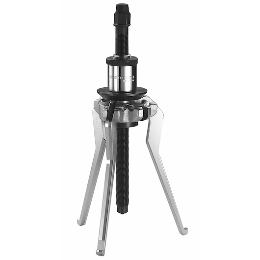 Facom U_310-170 three-jaw mechanical puller, silver and black, upright front angle on white background.