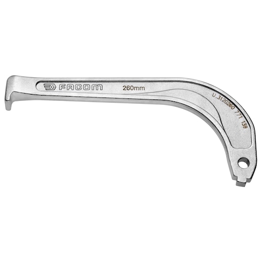 Facom U_312G260 silver spanner wrench, 260mm, side angle on white background.