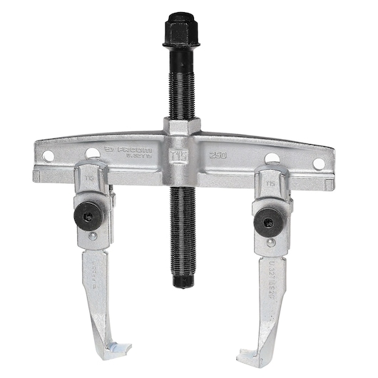 Facom U_32T15-25 two-jaw bearing puller, silver metal tool, front angle on white background.