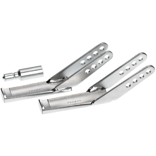 Facom U35B metal panel clamp set with adjustable holes, side angle on white background.