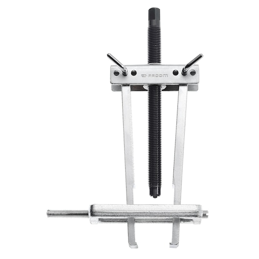 Facom U_42B two-arm gear puller, silver metal tool, front view on white background.