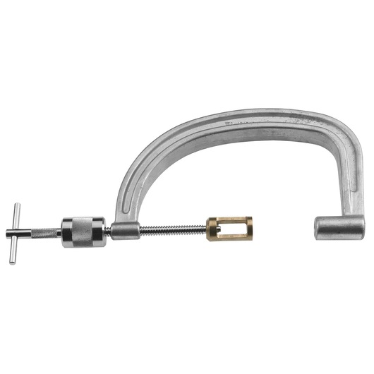 Facom U_43LA photography of metal valve spring compressor on white background, side angle.