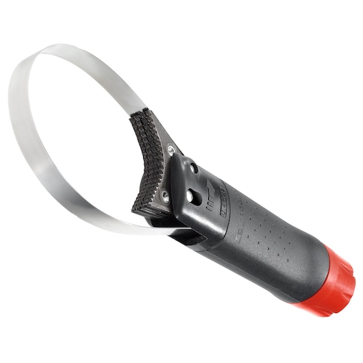 Facom U_46ACL oil filter wrench with textured black handle, red end cap, and metal loop, angled on white background.