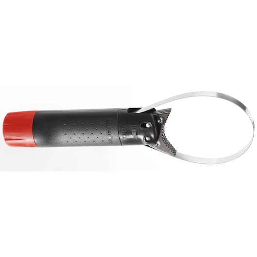 Facom U_46ACL photography of a black and red handled loop tool, side angle, on white background.