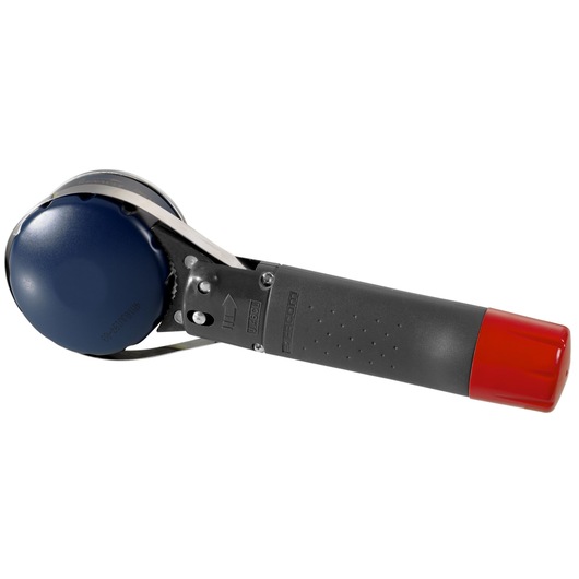 Facom U_46ACL adjustable oil filter wrench with black handle, red end cap, and blue metal band, white background angle.