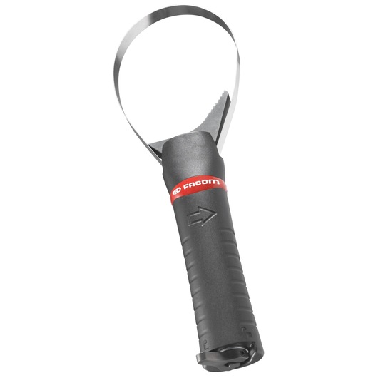 Facom U_48PL black handled deburring tool with metal loop blade, photographed on white background.