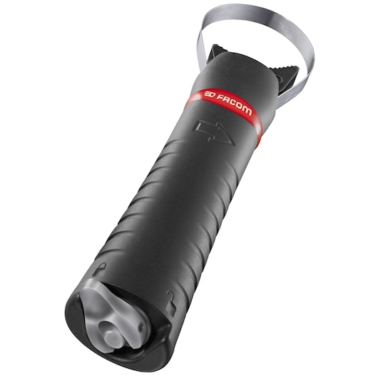 Facom U_48 black ergonomic handle tool with metal blade on white background, photography category.