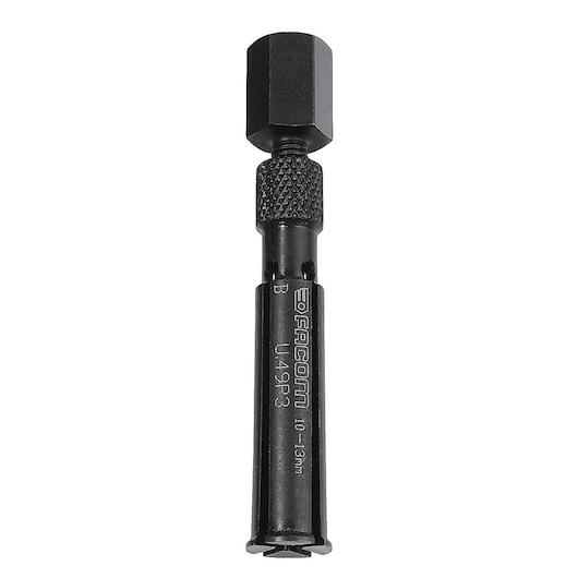 Facom U_49P4 black metal nut driver tool, front angle, with knurled grip and hex head.