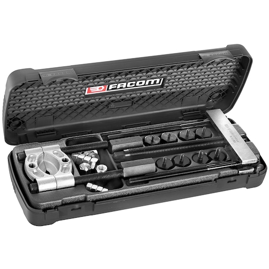 Facom U_53J1 bearing extractor kit in black hard case, photographed from front on white background.